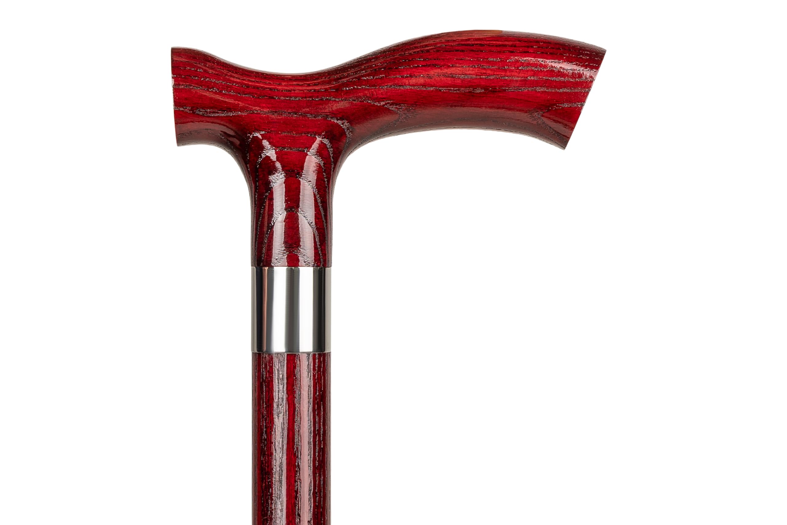 Dr. Watson Classic Fritz Walking Stick – Handcrafted Ash Wood Cane with Polished Stainless Steel Collar