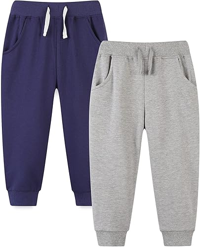 Bumeex Paquete de 2 pantalones de rizo francés para bebés y niños pequeños, 1-7 años