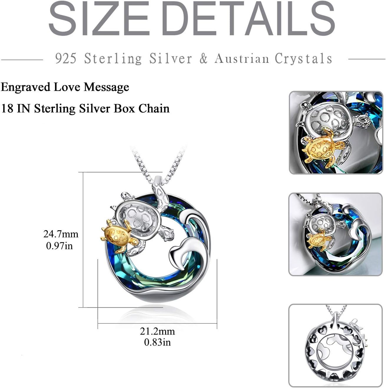 AOBOCO Axolotl/Dolphin Necklace for Women 925 Sterling Silver Animal Pendant Cute Animal Jewelry Gift for Mother Daughter - Image 4