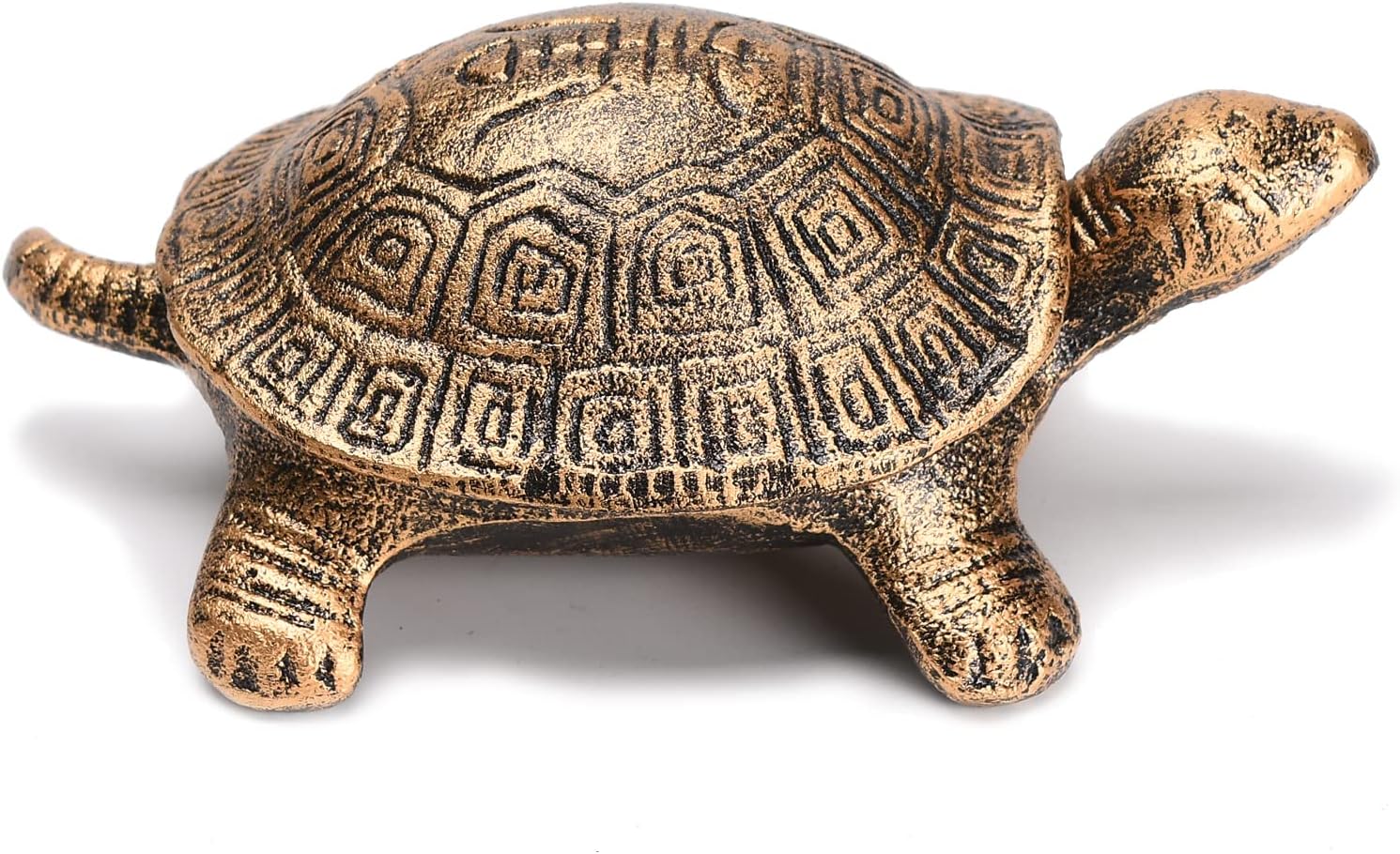 BRASSTAR Cast Iron Key Hider Gold Turtle Key Box for Outdoor Garden Flowerpot Indoor Decoration 7.5in in Length Jewelry Trinkets Box for Key, Ear Studs, Ring, Paper Clip TQGJPT143
