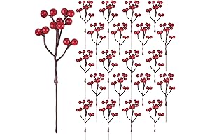 48 Pack Artificial Red Berry Stems for Vibrant Christmas Tree Decorations and Holiday Accents