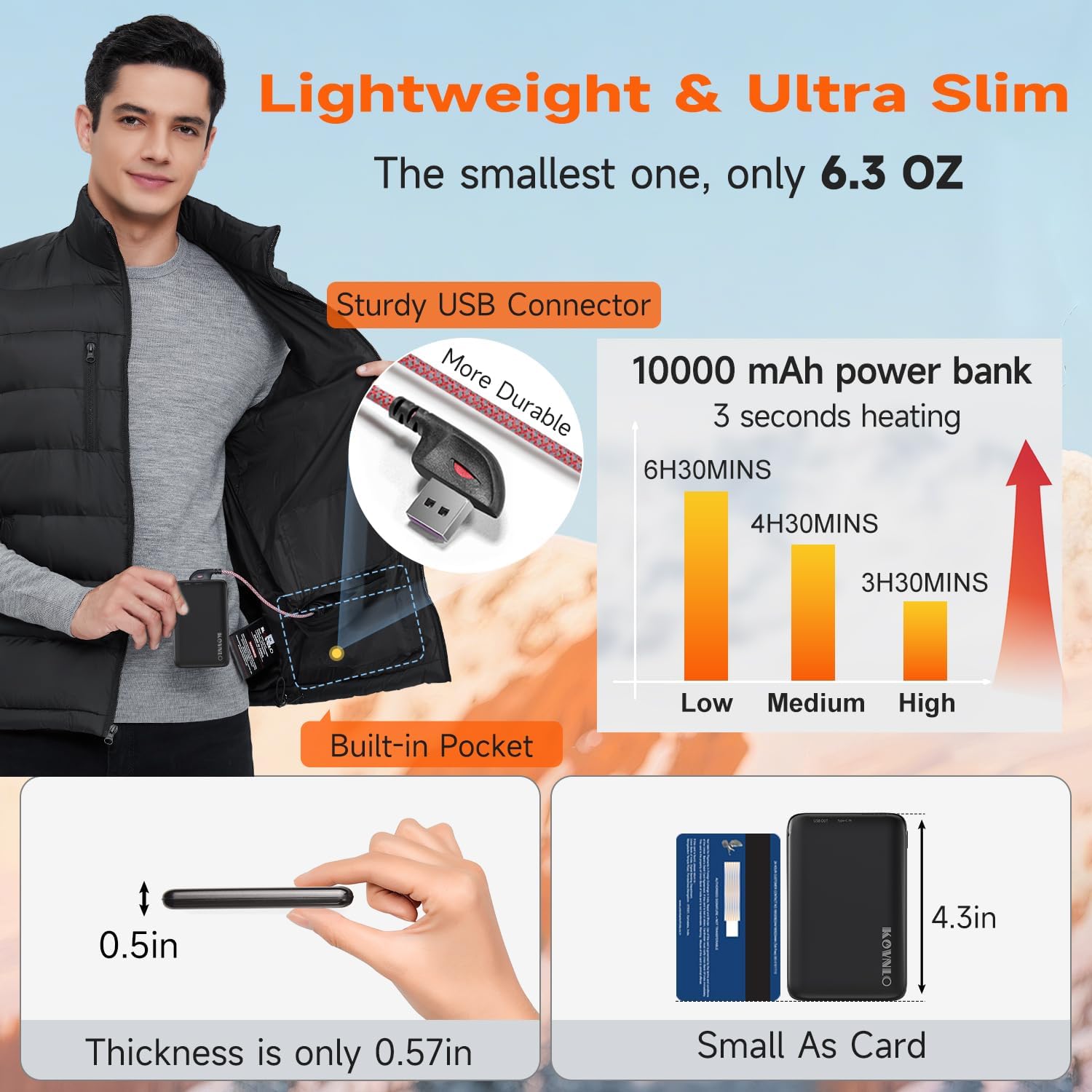 KOVNLO Heated Vest for Men with Battery Pack Included, Soft Fleece Smart Electric Lightweight Heated Jacket - Image 4