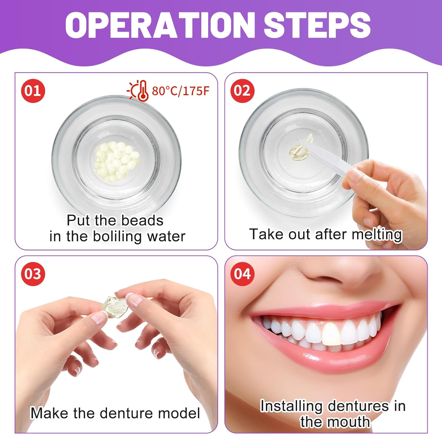 1.0oz / 30ml Moldable Tooth Repair Kit with Stainless Steel Tweezer and Dental Pick, Temporary Teeth Replacement Beads in Natural Color for Broken or Missing Teeth, Denture Repair, and DIY Oral Care