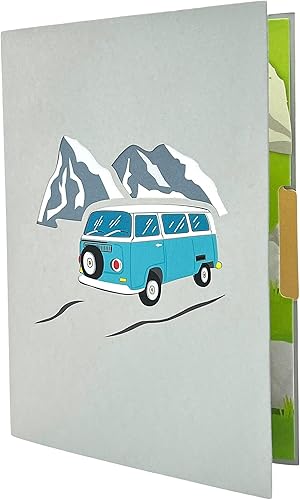 Miniatura 5 de Tarjeta de felicitación desplegable 3D, color azul, tamaño 5 x 7 pulgadas, incluye una tarjeta de notas y sobre a juego