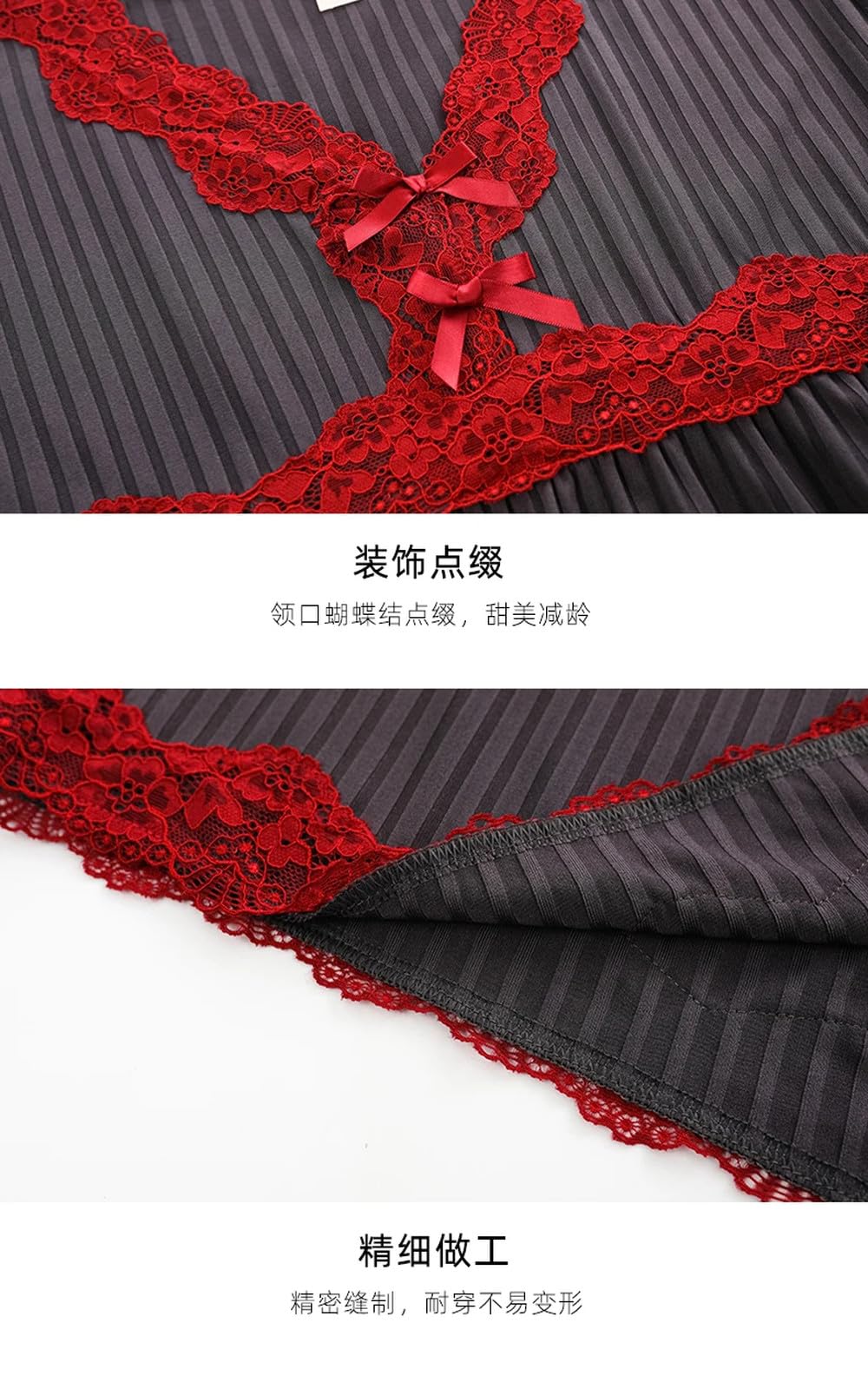 Camisón para Mujer - Camisón De Algodón para Mujer, Vestido para Dormir con Lazo, Camisón De Manga Corta, Camisón De Encaje Sexy, Ropa De Dormir, Vestido para Casa