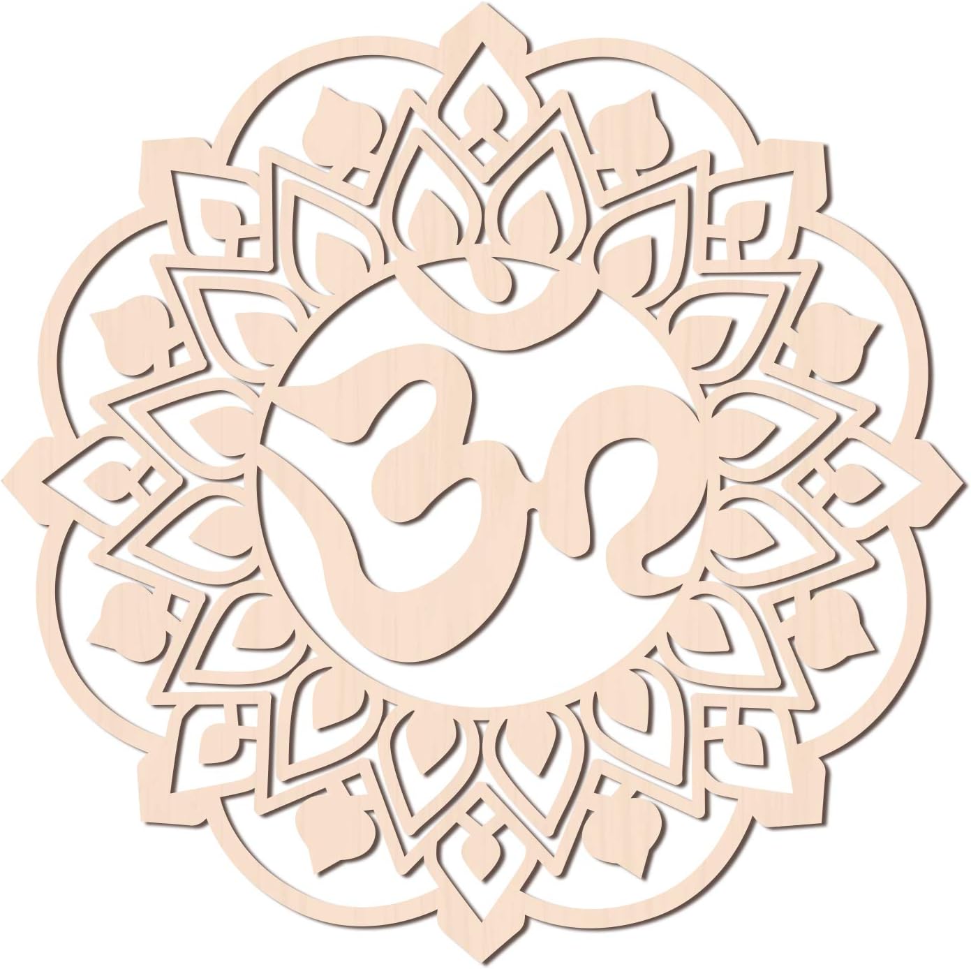 GLOBLELAND12Inch Om Aum Sanskrit Mantra Wooden Wall Decor Art Sacred Geometry Home Decor Laser Cut Wooden Wall Sculpture for Home, Office, Yoga Studio Wall Hanging Decor