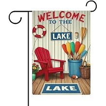 Garden Flag Welcome to The Lake Double Sided 12x18 In Burlap Seasonal Yard Decoration for Outside Porch