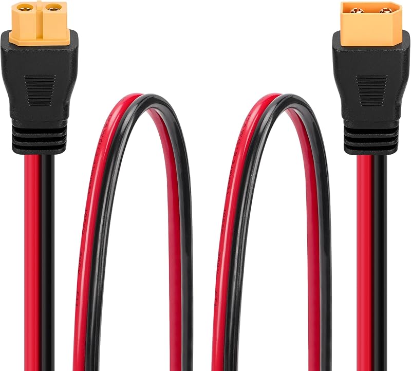 XT60 Extension Cable 12AWG, DC Solar Power Cord for Portable Power Stations with XT60 Port, Compatible with ABOK Ark3600, Anker SOLIX C200/C300, EcoFlow Trail 300 DC (6FT)