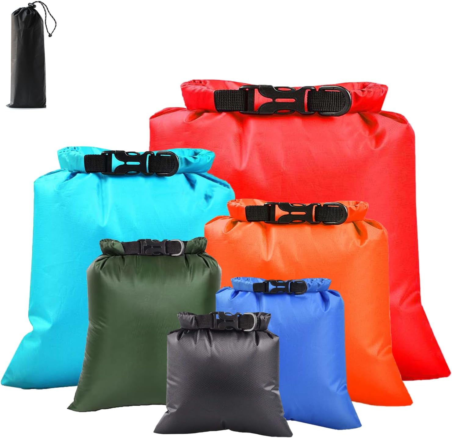 6PCS Dry Bags Waterproof, Lightweight Dry Bags for Kayaking Waterproof，Outdoor Waterproof Bag for Kayaking Hiking Boating Camping