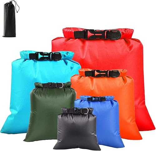 Vista 17 de 6 bolsas secas impermeables, bolsas secas ligeras para kayak, impermeables, bolsa impermeable al aire libre para kayak, senderismo, canotaje, 6