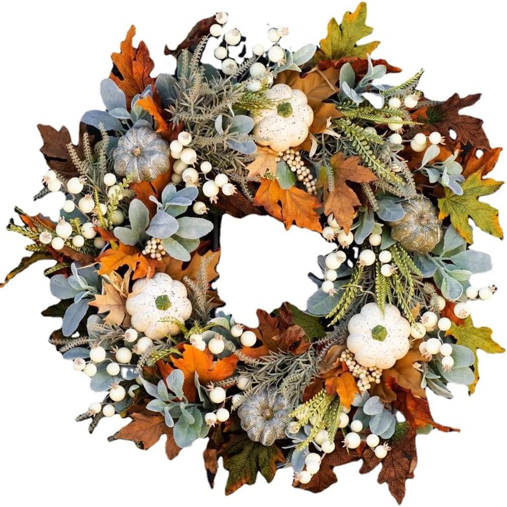 Decorative Wreath Frost Leaf Simulation Plant Vine Ring Decorative Pendant (D 40cm)