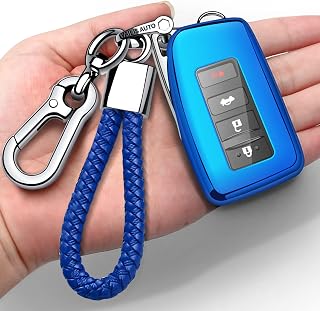 Autophone Compatible with Lexus Key Fob Cover with Keychain Soft TPU 360 Degree Protection Key Shell Case for RX ES GS LS NX RS GX LX RC LC Smart Key-Blue
