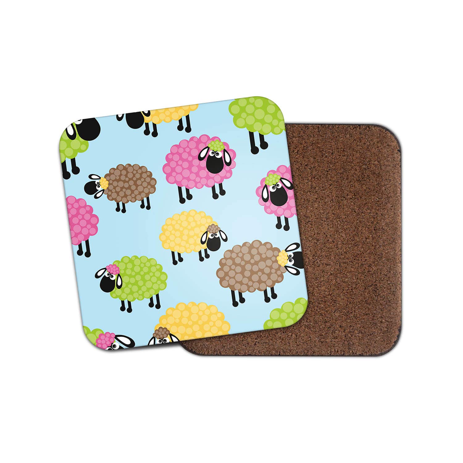 Destinationvinyl Boys Multicolor 1 X Funky Sheep Drinks Coaster - Farm Funny Mum Sister Girls Dad Fun #8469