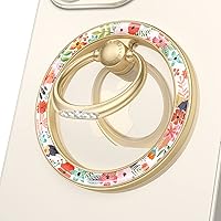 Vista 7 de Soporte magnético para anillo de teléfono para iPhone, rotación de 360 grados, diseño floral, soporte para iPhone 16, 15, 14, 13, 12 Pro Max, funda