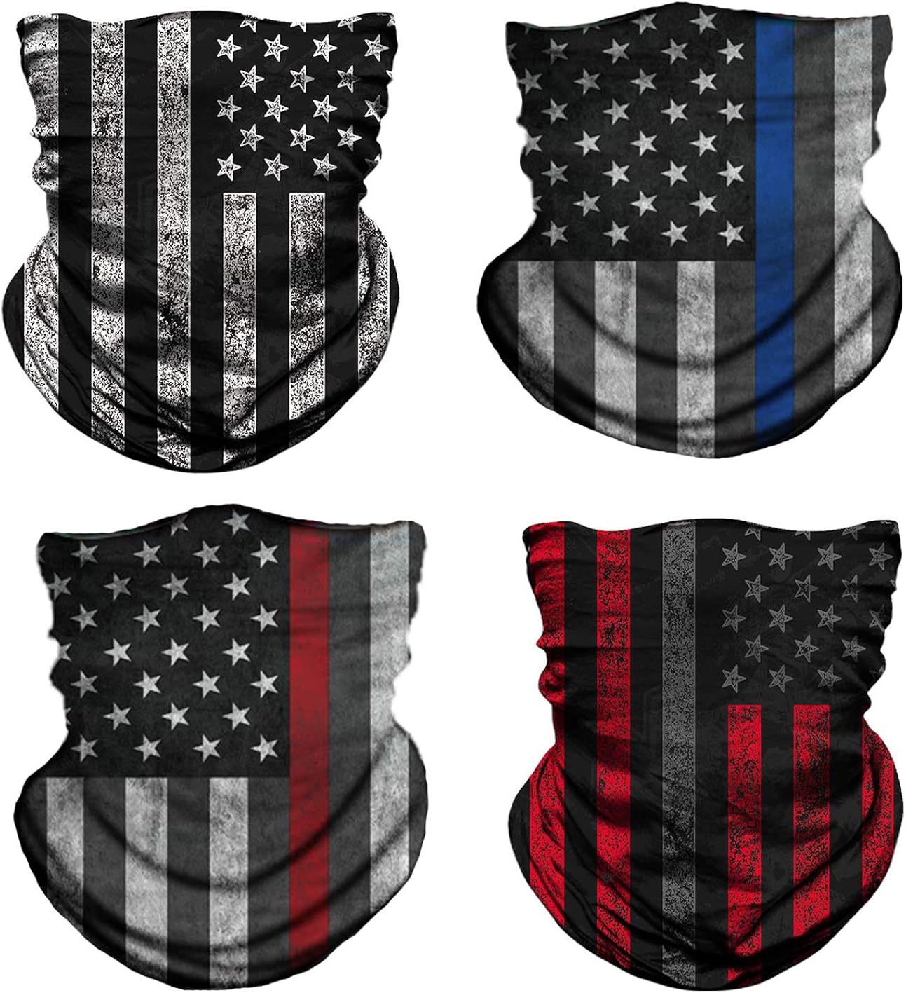 JANBOR US Flag Neck Gaiter Face Cover Scarf Mouth Mask Bandana Scarf Headband Balaclava for Outdoors Sports-4 Pack