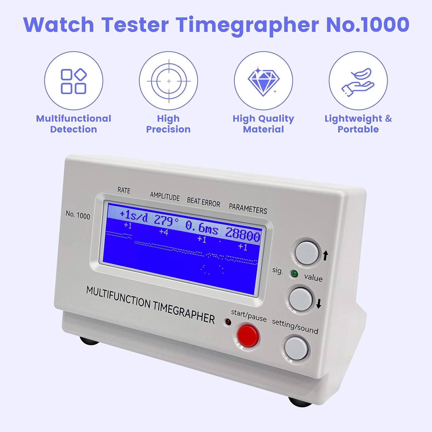 Watch Tester Timegrapher,Timegrapher No.1000,Watch Timing Machine,Multifunctional Watches Tester,Professional Watches Calibration Tool for Mechanical Watchmaker