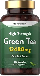 Green Tea Capsules 12480mg | High Strength Extract | 120 Powder Capsules | Vegan & Vegetarian | by Horbaach