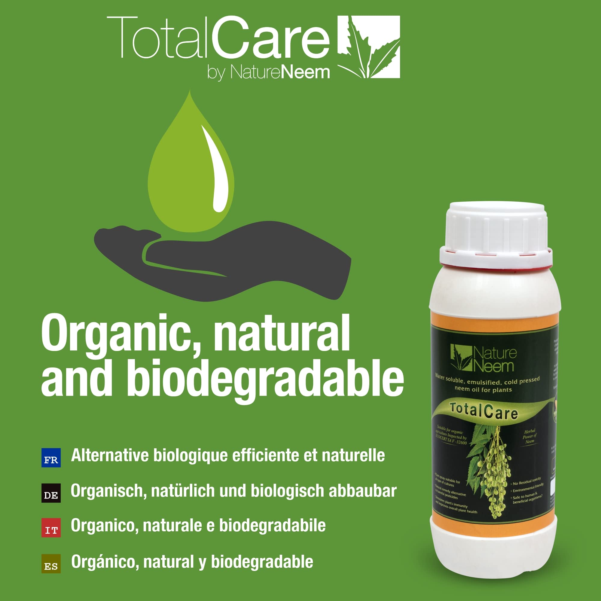 Huile de neem hydrosoluble pour plants - 500 ml