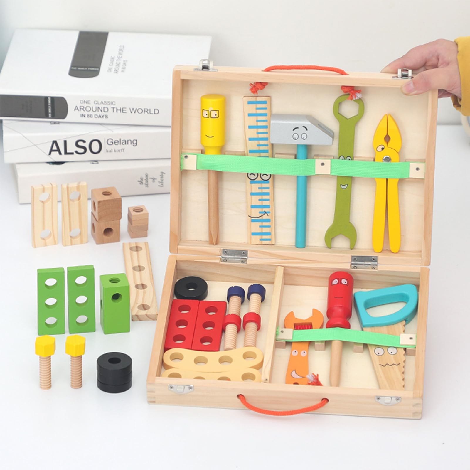 Kit di Utensili per Bambini Ragazzi e Ragazze Giocattolo Educativo in Legno | Set Di Attrezzi Per L'Infanzia Per Casa Cameretta Asilo Scuola Materna Compleanno Ragazzi Ragazze Età
