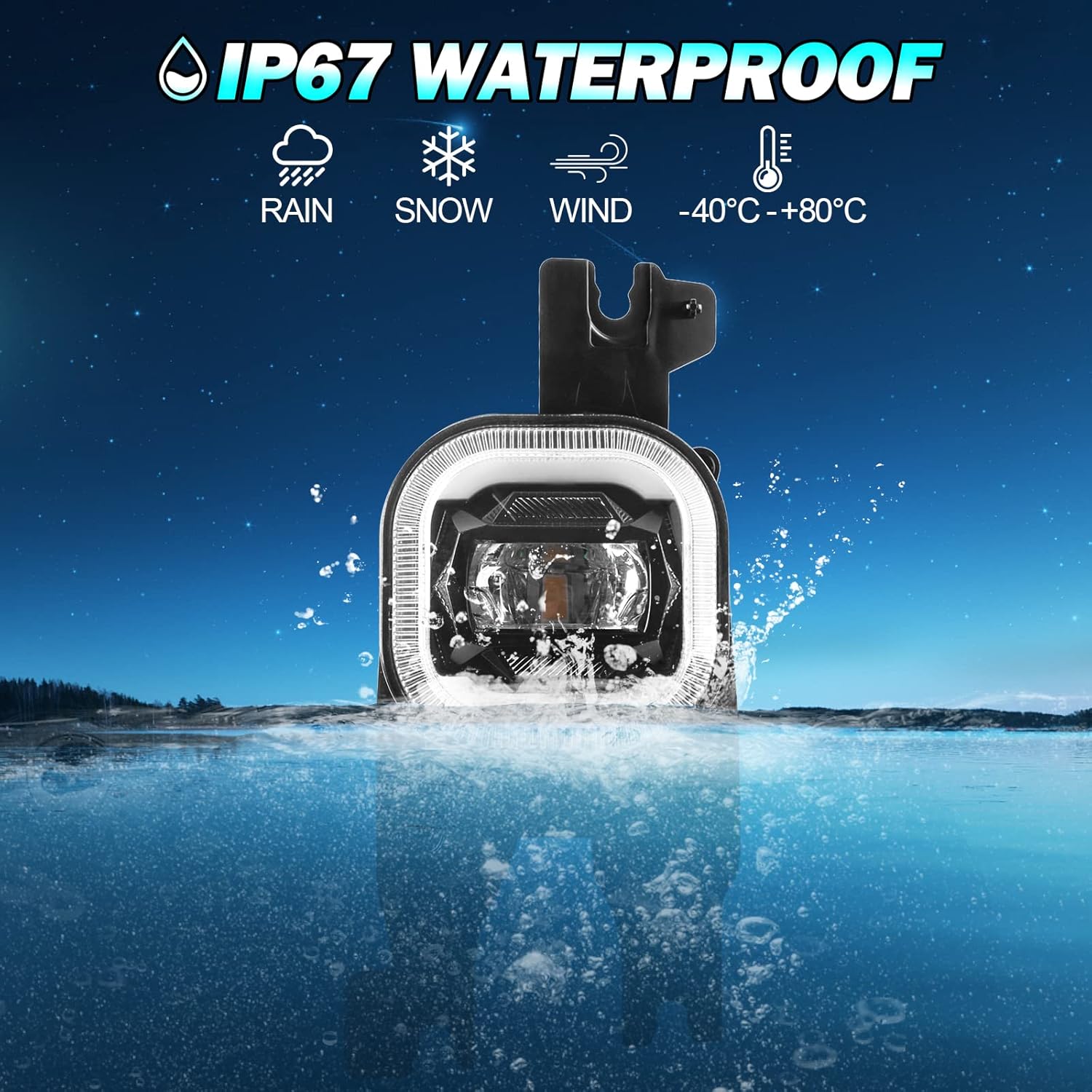 AMONLY LED Fog Light with Daytime Running Lights/Turn Signals for 2008 2009 2010 Ford F250 F350 F450 F550 Super Duty, Bumper Driving Fog Lamps Assembly Kit