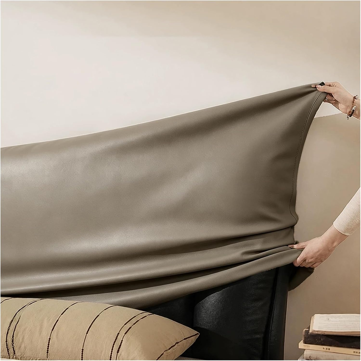 Stretch PU Leather Headboard Cover, Waterproof Protector Cover