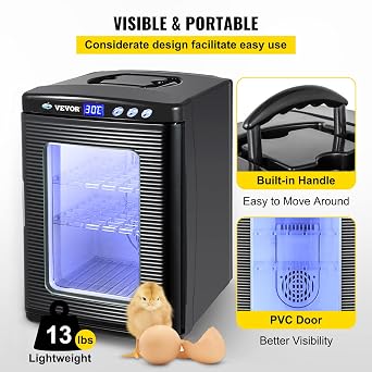 Happybuy Black Reptile Incubator 25L Digital Incubator for Small Reptiles with Cooling and Heating 5-42C