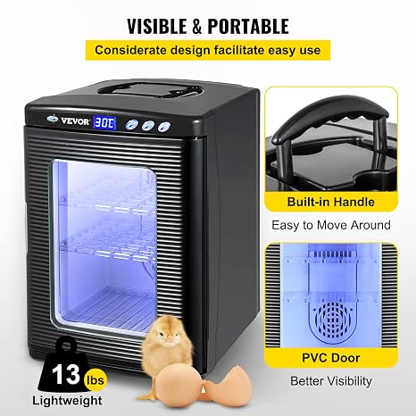 Happybuy Black Reptile Incubator 25L Digital Incubator for Small Reptiles with Cooling and Heating 5-42C