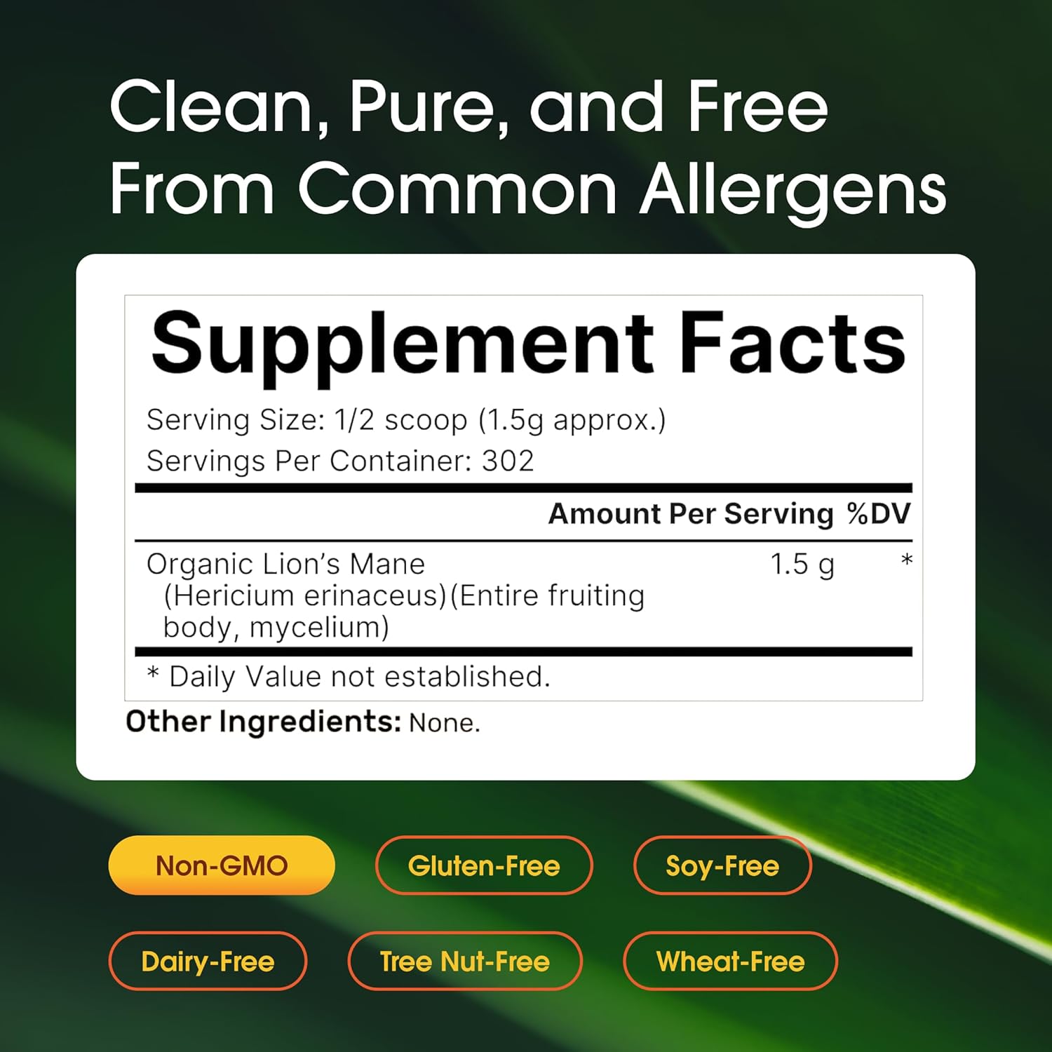 NatureBell Organic Lion’s Mane Powder 1,500mg - 1 lb - Brain, Focus & Memory Support* - Whole Fruiting Body & Mycelium - Non-GMO & Gluten-Free