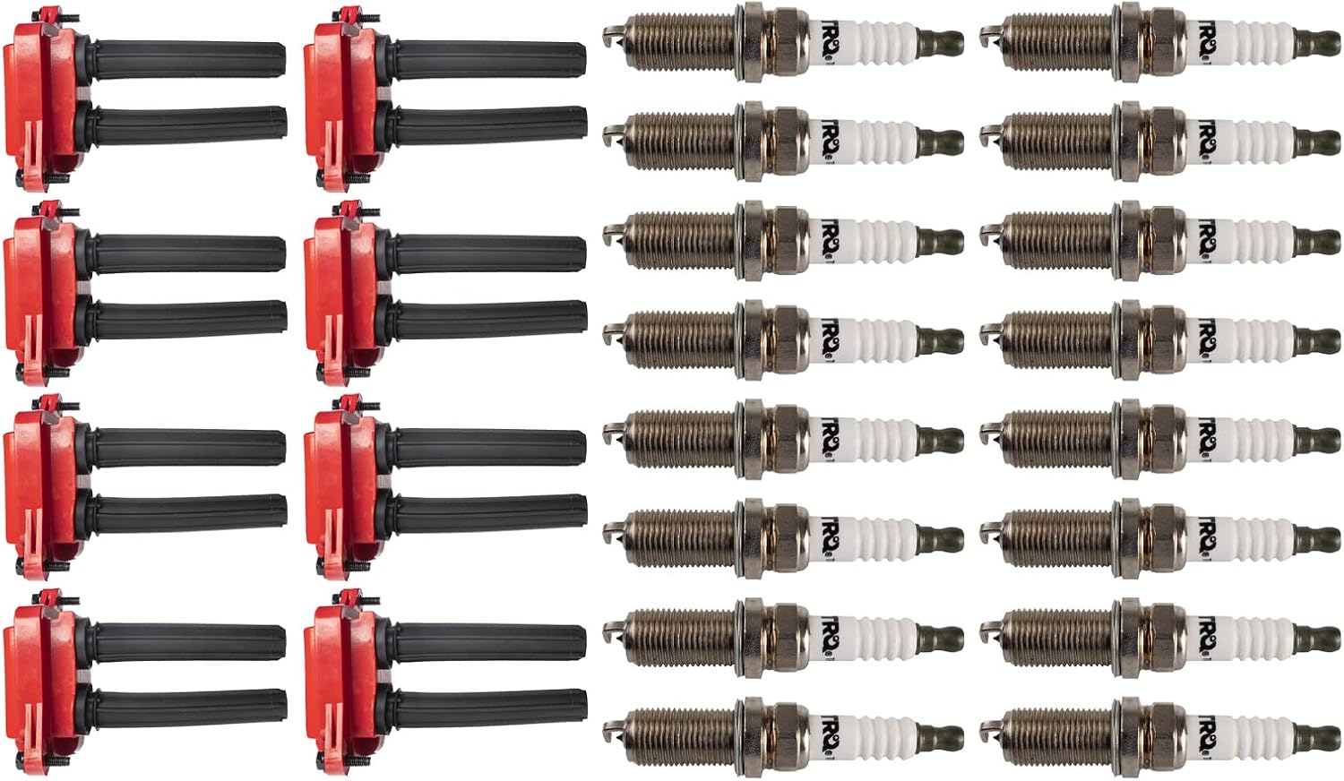 TRQ Ignition Kit Ignition Coil Spark Plugs Compatible with 05-10 Chrysler 06-10 Dodge Jeep