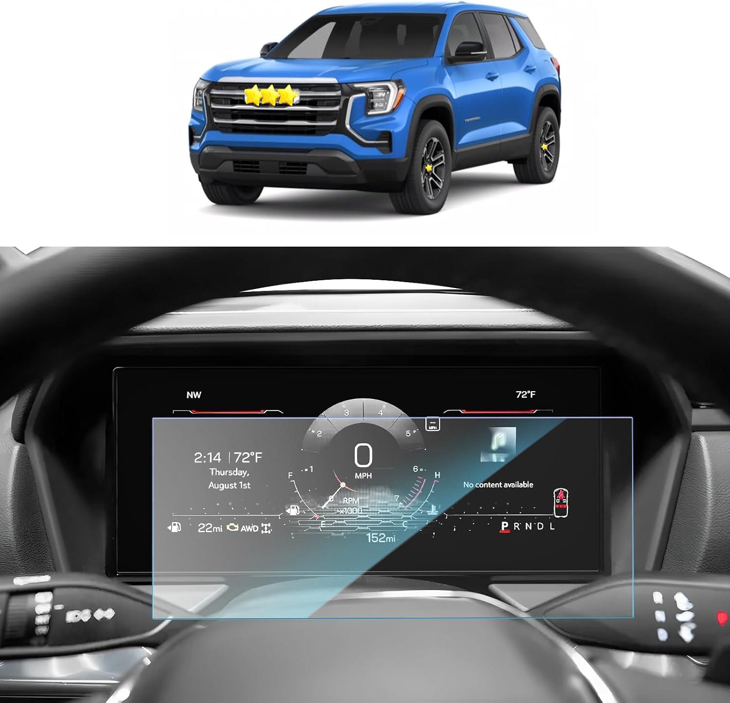 SKTU for 2025 2026 2027 GMC Terrain Screen Protector 11 Inch for 2025+ GMC Terrain (Elevation/AT4/Denali) 11-Inch Digital Gauge Cluster Screen [Ultra Clear, Anti Glare&Scratch, 9H] GMC Terrain 2025 2026 2027 Accessories Tempered Glass