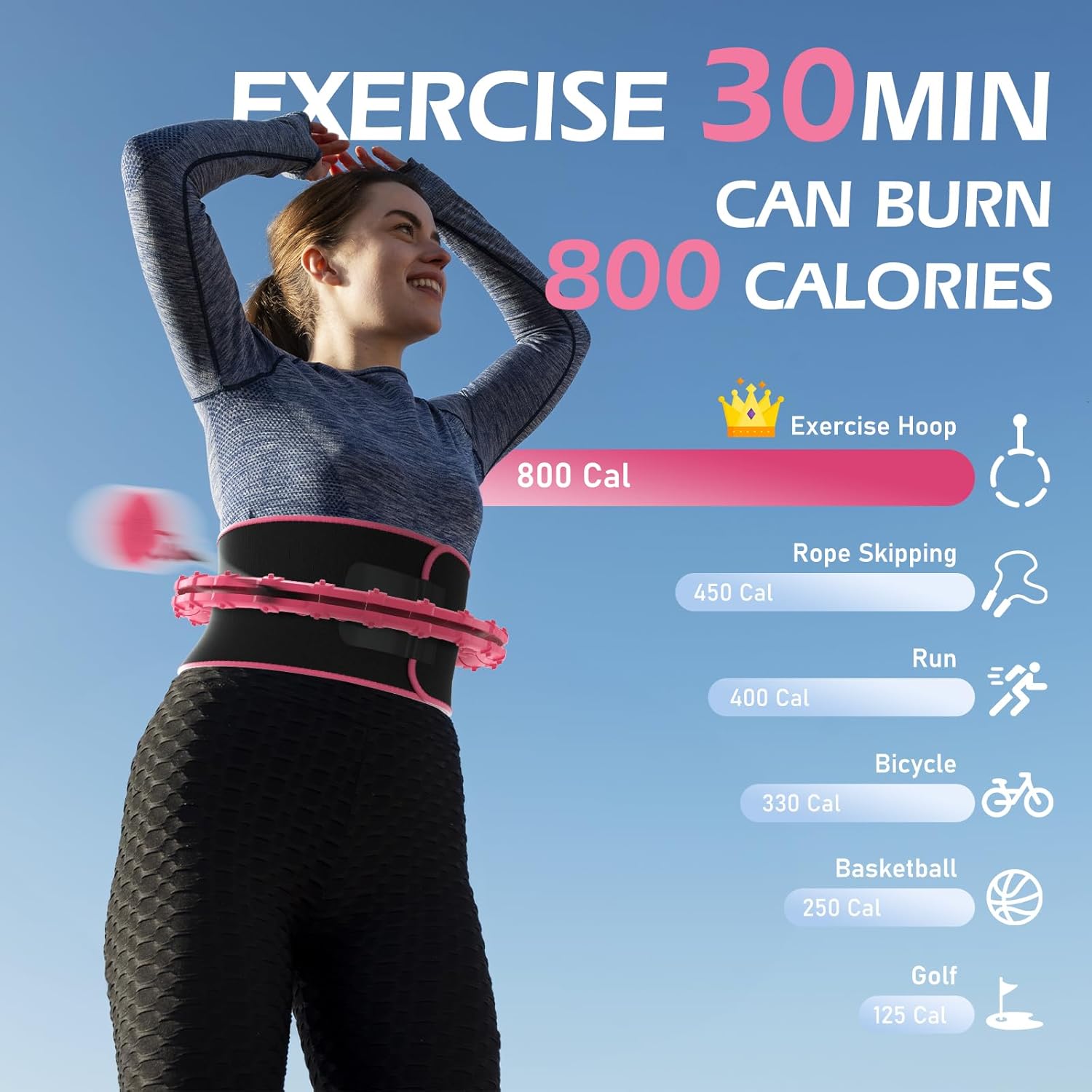 JLoibao Weighted Hula Circle for Adults Weight Loss, Infinity Fitness Hoop Plus Size 51 Inch with Sweat Belt, Include 27 Detachable Links and Waist Trainer for Women