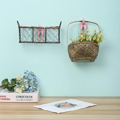 Vista 10 de Paquete de 5 ganchos de cola de perro para pared, gancho de plástico negro para colgar sombreros, ganchos para toallas para baño, clavijas Negro