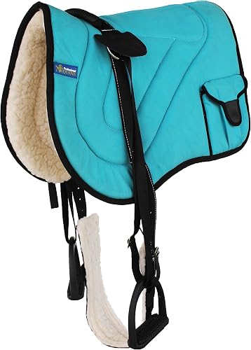 Horse Saddle PAD Trail Fleece Padded Adjustable Bareback Pad Pocket Stirrups 39193TR