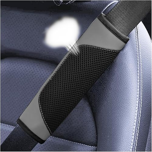 BESULEN Fundas para cinturón de seguridad de automóvil, 2 unidades de malla de cuero, protector universal para correa de hombro para cinturón de