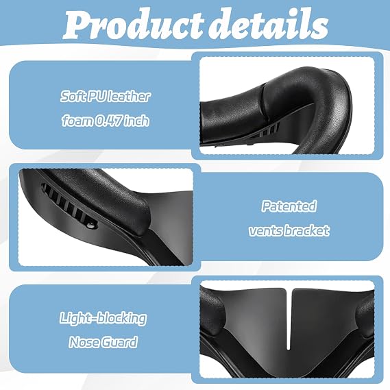 1PCS for Meta/Oculus Quest 3S Facial Interface, for Quest 3S Accessories, Anti-Sweat Light Blocking VR Eye Cover, Suitable for Gaming/Fitness Easy to Install & Clean, NOT Fits Meta Quest 3/2