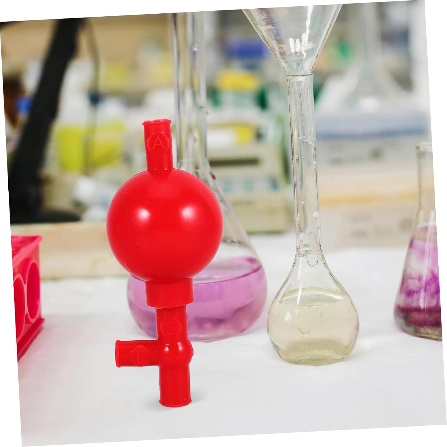 OUNONA Lab Suction Ball Lint Catcher for Dryer Quantitative Suction for Safety Lab Pipette Silicone Bulb Three Valve Pipette Filler Tool