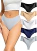VOENXE Seamless Women Underwear Thongs,High Waisted No Vpl Knickers,Invisible Ladies Panties Multipack,No Show Breathable Comfy Pants,High Rise Female Gym String,Seam Free Soft Workout Tanga,5 Pack