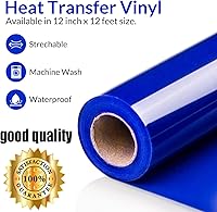 Vista 2 de HTV - Rollos de vinilo de transferencia térmica azul zafiro de 12 pulgadas por 8 pies, rollo para planchar en bricolaje para camisetas, fácil