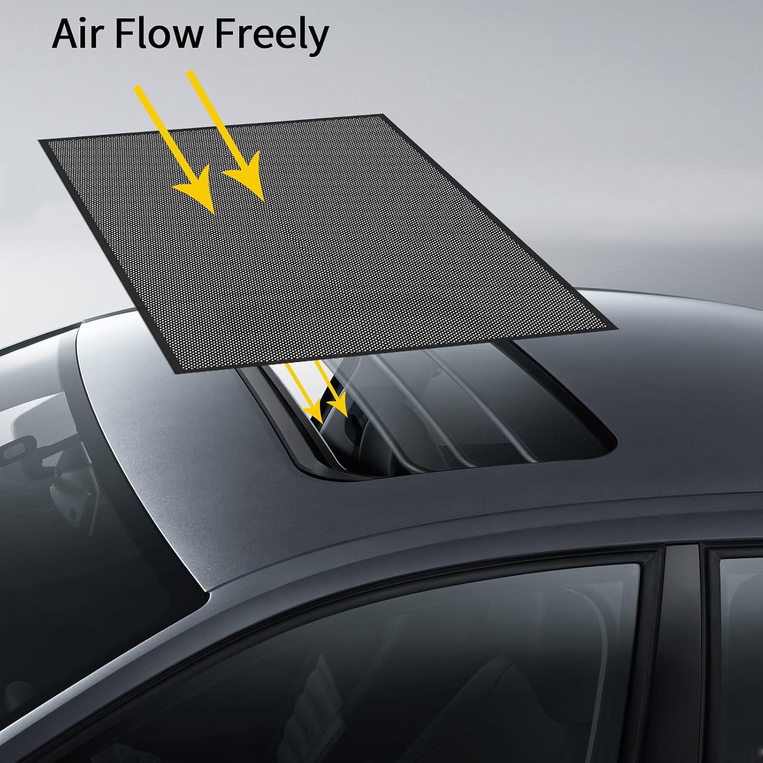 Magnetic Car Sunroof Sun Shade, Skylight Mosquito Net, Breathable Car Roof Cover Sunshade for SUV, RV, Camping, UV Sun Protection for Moonroof (39.4"*25.6")