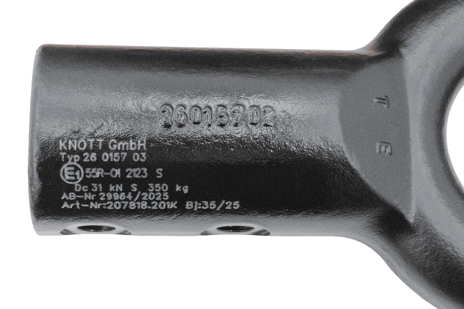 Knott KK7937S sprzęgło oczkowe do przyczepy 3500 kg z dyszlem rurowym 60 mm, nowe wykonanie