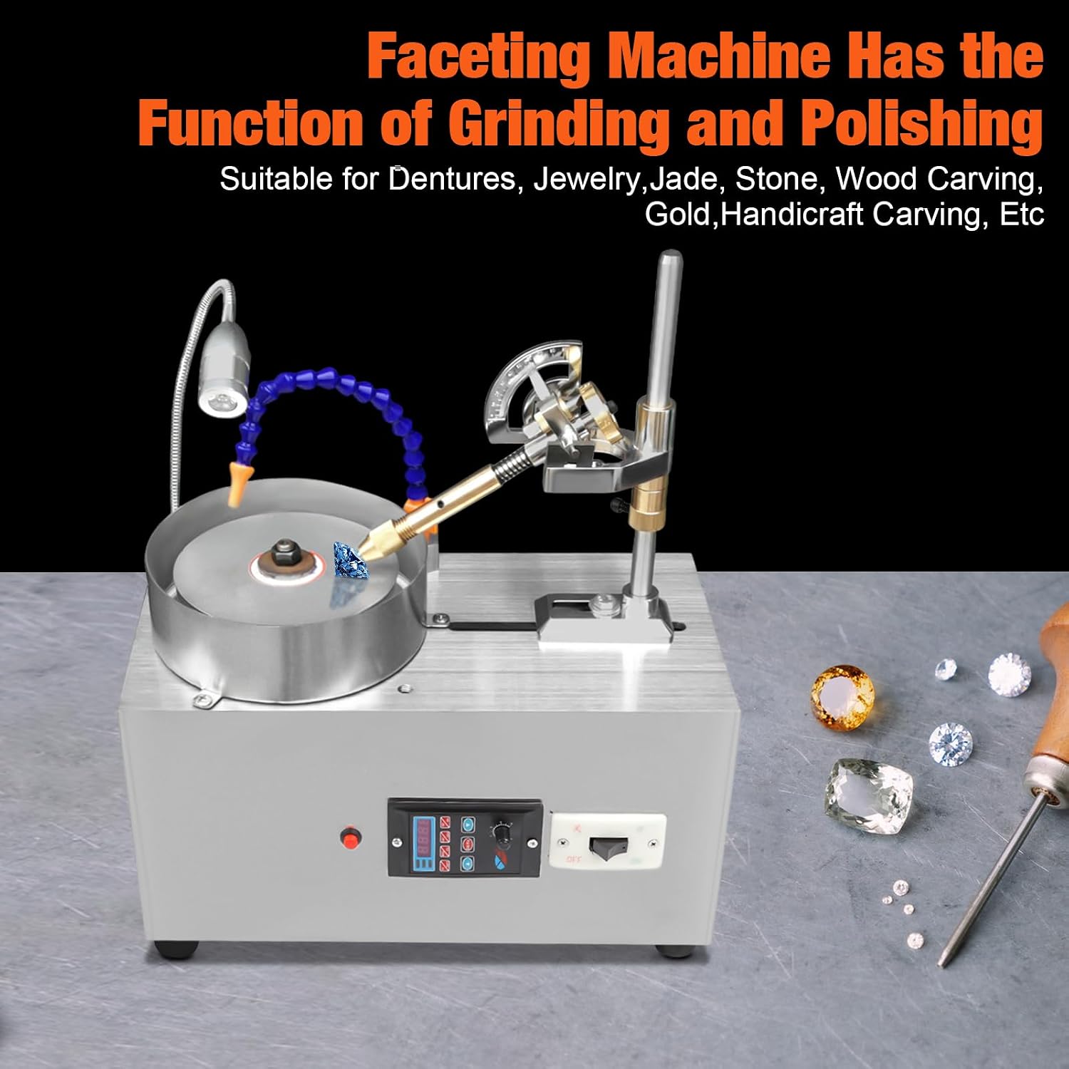 110V 180W Gem Faceting Machine, 3000RPM Jade Grinding Polishing Tool for Jewelry Stone Angle Trimming, Gemstone Polisher