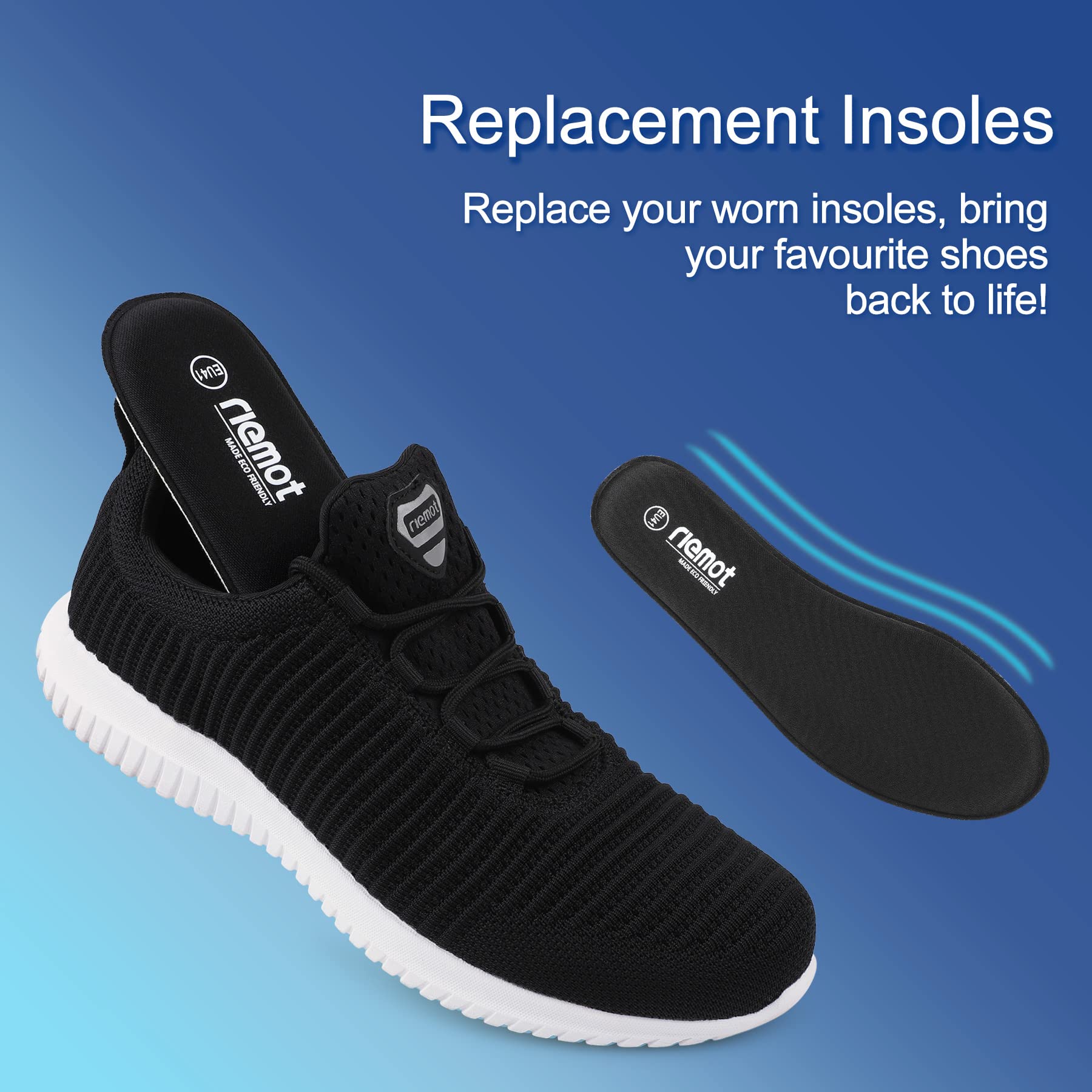 riemot Semelles Chaussures Confort Homme Femme Memoire de Forme Légères Basket Sneakers Sécurité Travail Randonnée