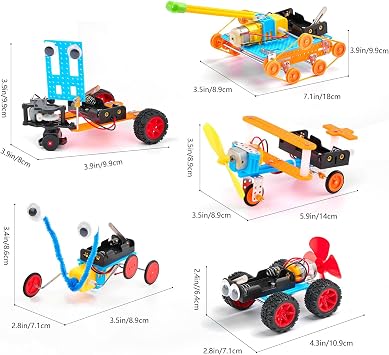 STEM Toys for Kids - Robot Building Kit, Engineering Experiments Crafts Set with Motor and Tools, Learning Toys Activities for Researching, Christmas Birthday Gifts for Boys and Girls