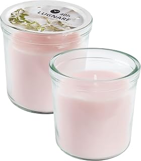 LUGNARE Light Pink Scented Candles in Glass Jars, Jasmine & Lily, 40 Hours Each - Set of 2