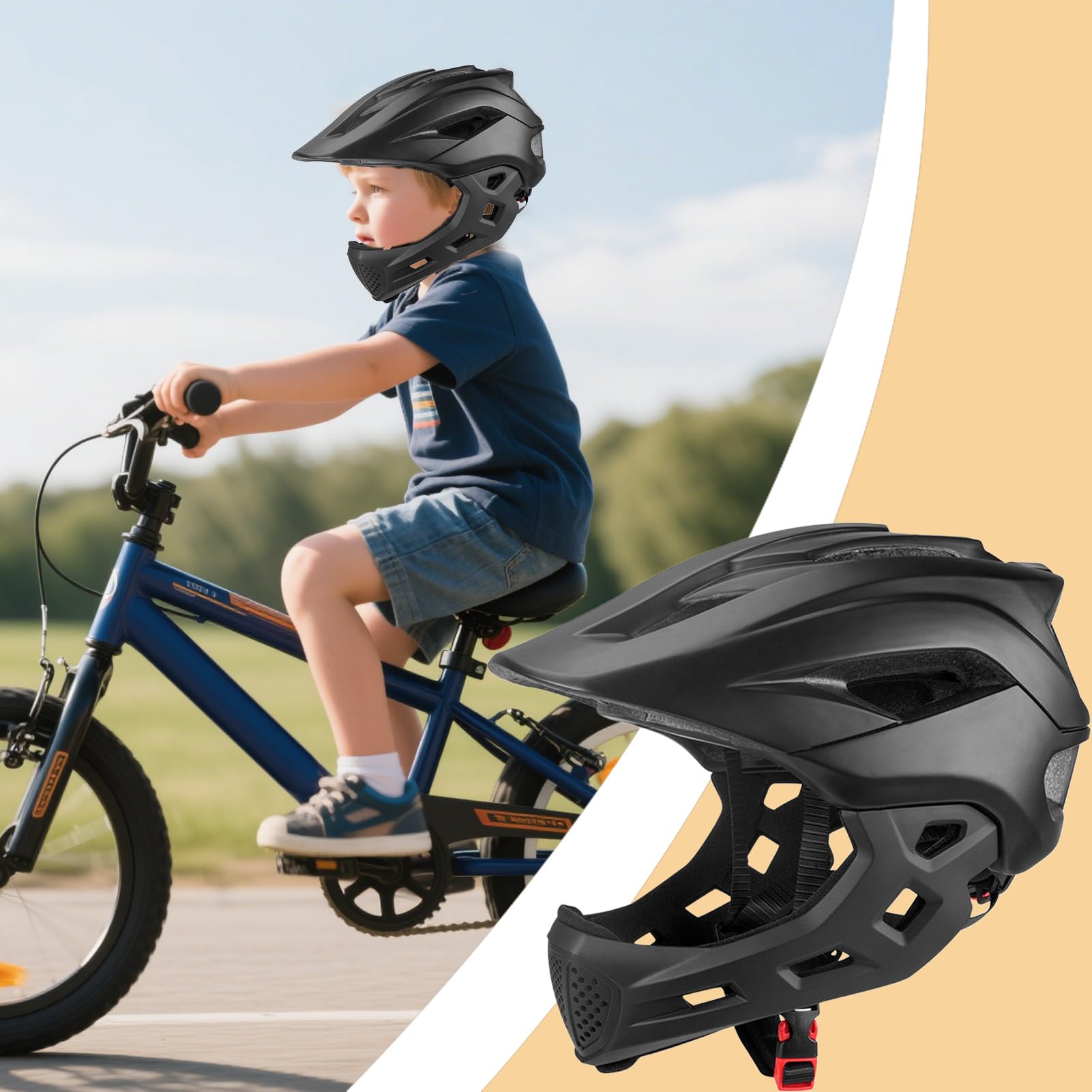 Casco Integrale per Bambini Casco di Protezione per Ragazzi | Protezione Testa per Ciclismo e Pattinaggio con Design Traspirante per Sicurezza