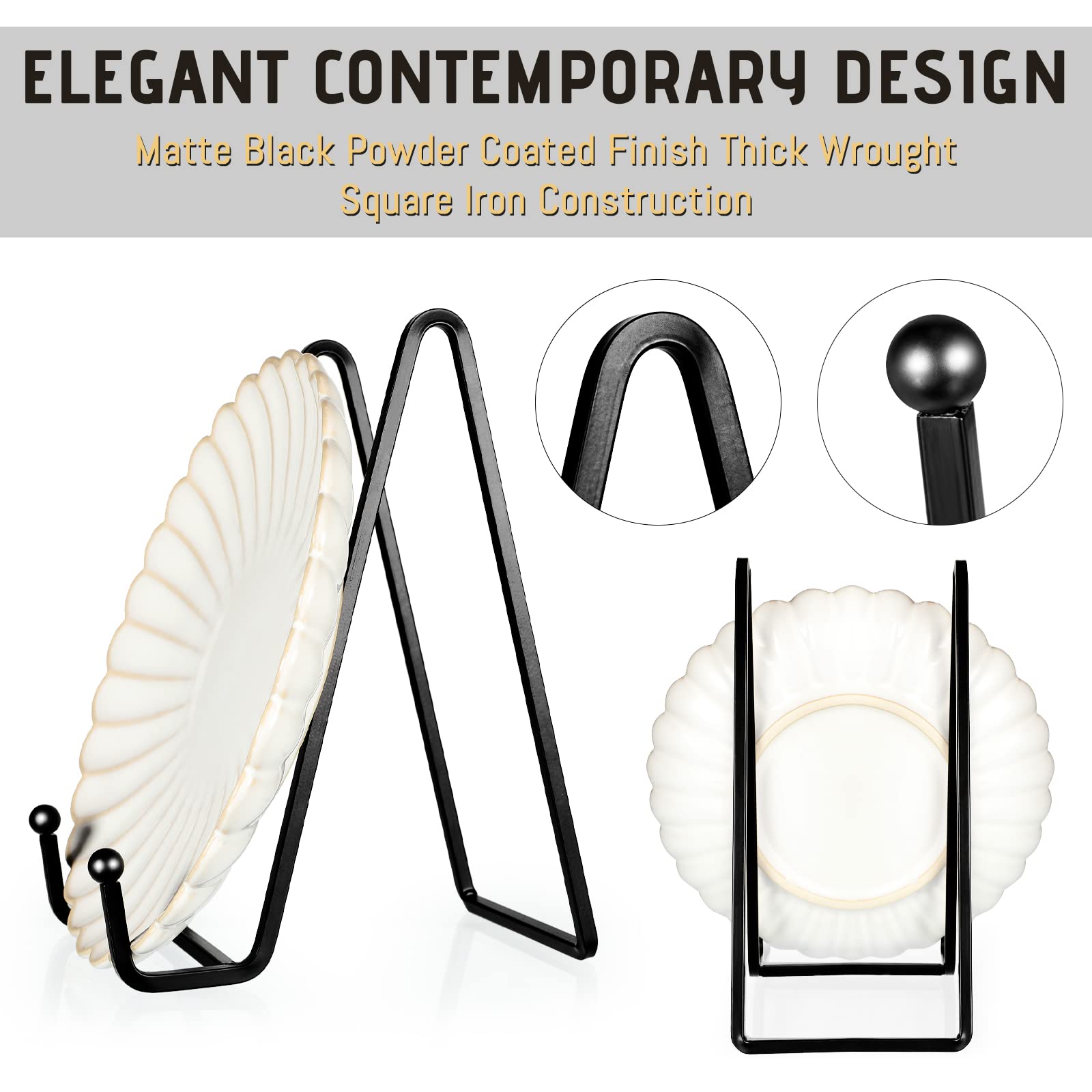 18 supporti per piastra per espositori, supporti per foto, supporti in metallo e ferro da stiro, per esporre foto, piatti decorativi, libri, cavalletto per foto (nero)