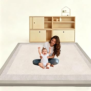 2cm Thick Baby Play Mat for Floor 180 x 180 cm Foam Floor Padded Playmats for Babies Baby Rug Kids Playpen Mat for Crawling & Playing, Non-Slip Bottom