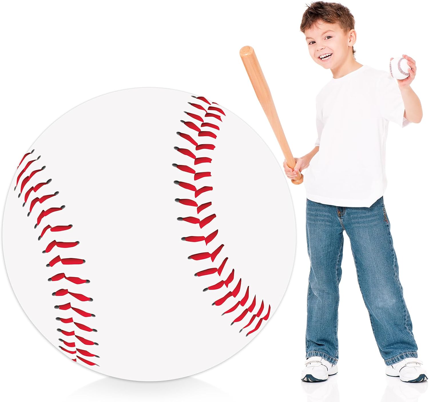 3.3 ft Large Baseball Cardboard Cutout Stand Up Baseball Party Decorations 3D Sports Theme Backdrops Photo Props Standup for Game Day Sports Events Birthday Baby Shower Party Decoration Supply