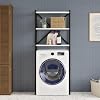 Over Washing Machine Storage Shelf – 3 Tier Bathroom & Laundry Rack,l & Engineered Wood, Space Saving, Waterproof, Freestanding Unit, Walnut, Black, White (White)