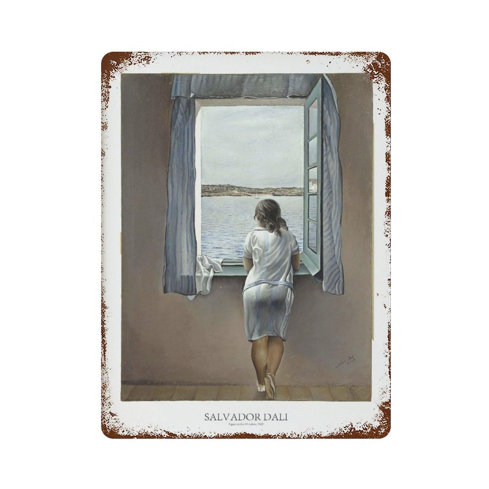 xiaoxiaoshen Salvador Dali Young Woman at A Window Wall Decor Art Metal Tin Poster Modern Home Decor Art Home Bar Shop Decorations Vintage Sign 40x30cm